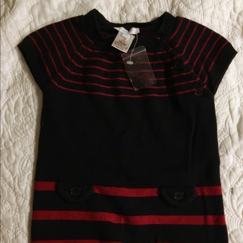 Jacadi sweater dress. Navy and red. NWOT